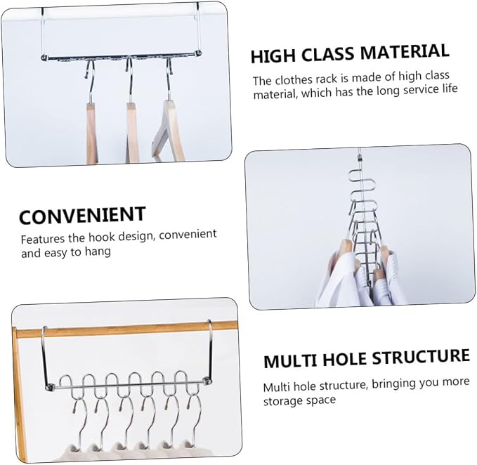 OUNONA 2pcs Metal Multi-Functional Clothes Hangers Foldable Drying Rack - Image 5