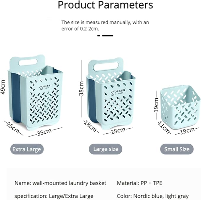 Wall-mounted Collapsible Laundry Basket, Tall Plastic Hamper - Image 2