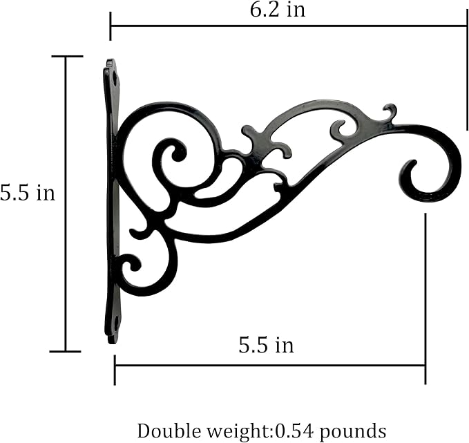 N+A Sunshine Iron Metal Hanging Planter Bracket, 2 Pack Wall Hooks - Image 2