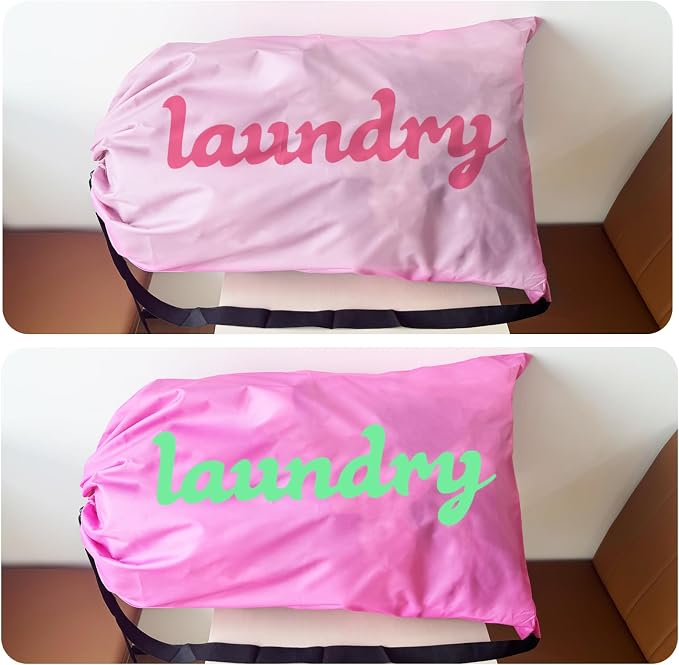 Large Travel Laundry Bag Pink, 2 Pack Potable Heavy Duty Drawstring Nylon Dirty - Image 4