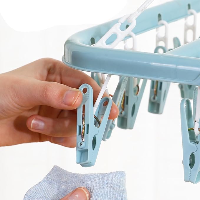 High-Capacity 32 Hook Garment Rack | Compact Foldable Design | Windproof - Image 3