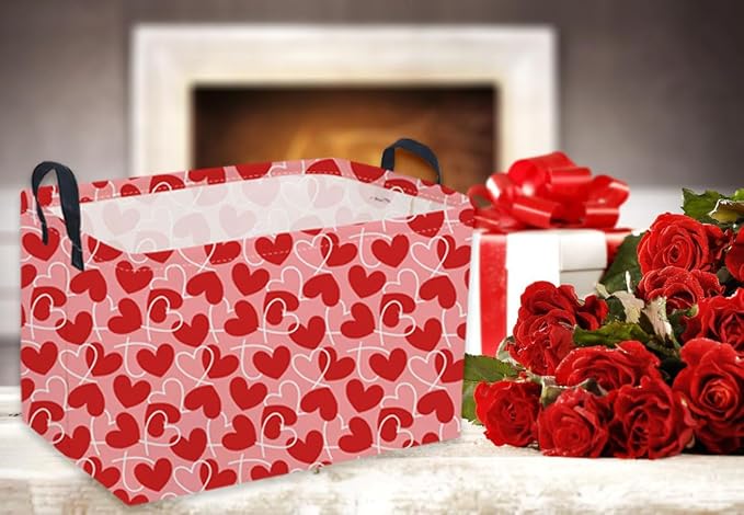 Sanjiaofeng Rectangular Valentine's Day Basket Love Storage Bins, Girls Storage - Image 7