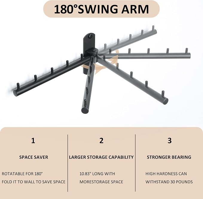 Swing Clothes Hanger Rack, Garment Racks Folding Clothes Bar Wall Mounted - Image 2