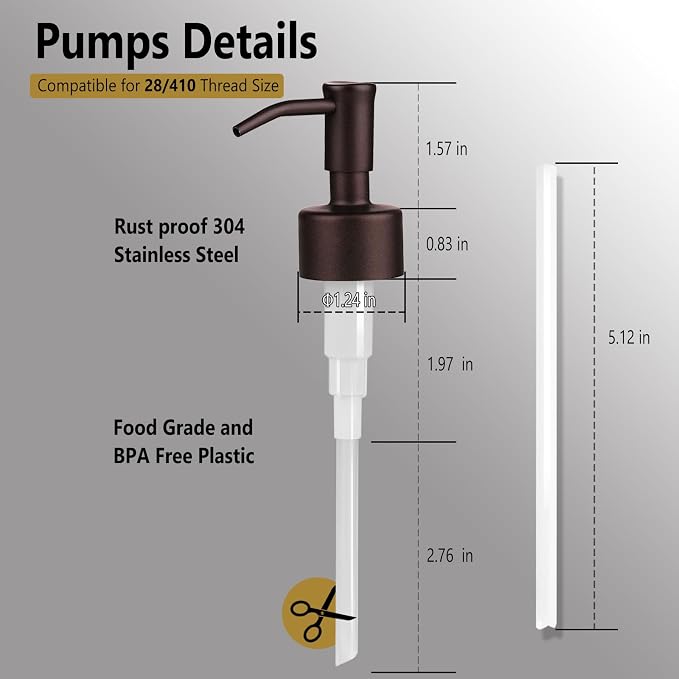Amoliar Mason Jar Liquid Soap Dispenser Pump, Stainless Steel Replacement Pump - Image 2