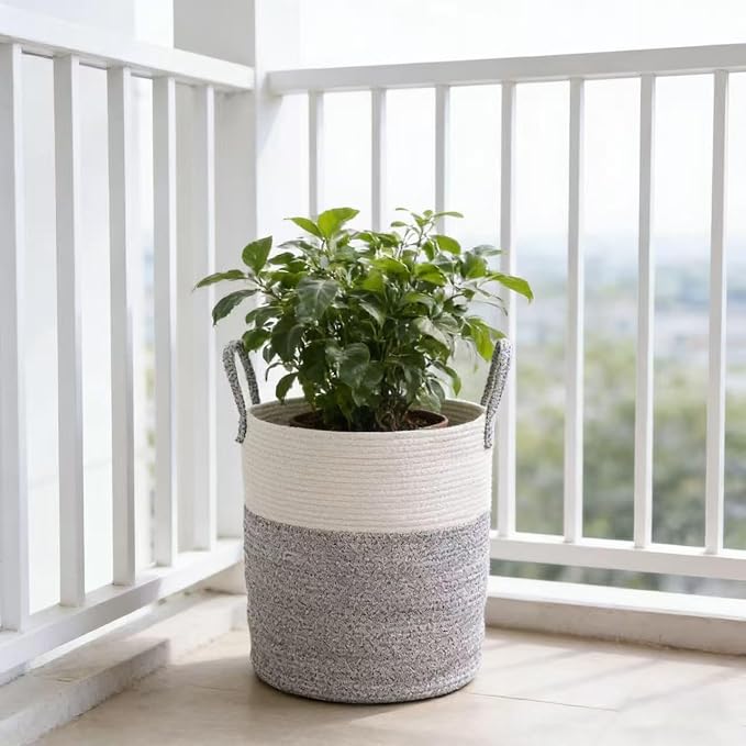 Laundry Basket, Woven Cotton Rope Laundry Hamper, 60L - Image 6