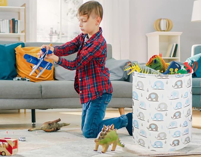 Laundry Hamper, Elephant laundry Basket, Nursery Hamper, Waterproof Storage Bin - Image 4