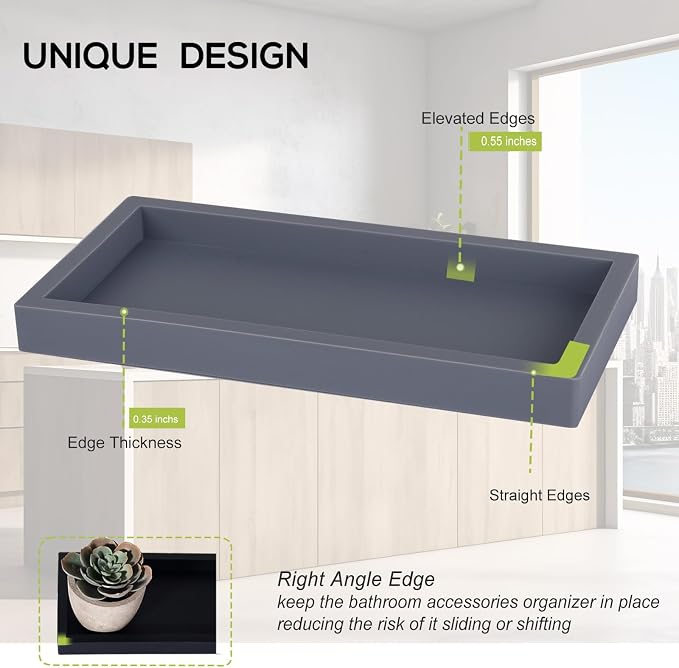 Small Silicone Bathroom Vanity Tray Rectangle Soap and Sponge Holder Kitchen - Image 4