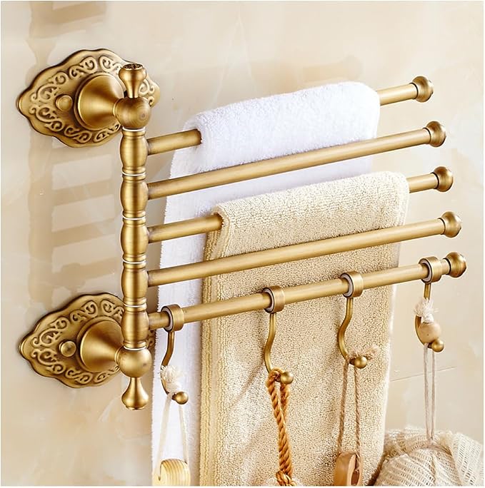 Swing Out Towel Bar Brass Gold Brushed Finished, Towel Rack by Unknown