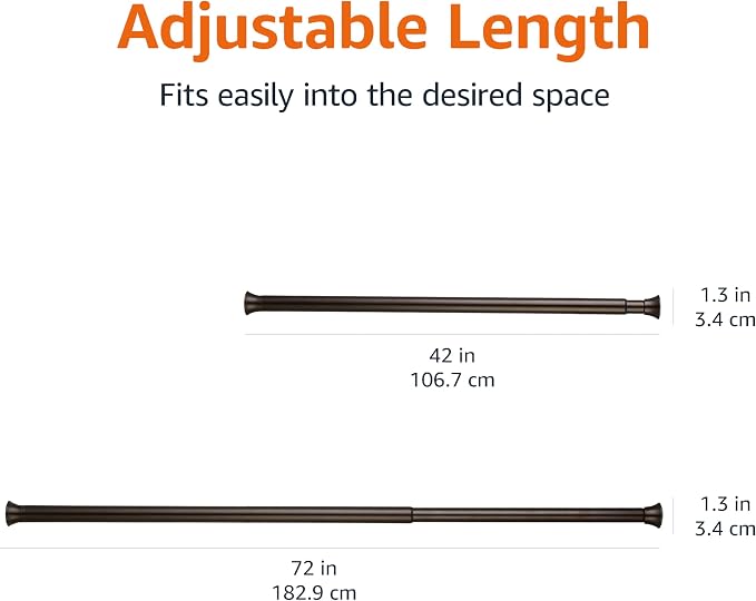 Amazon Basics Shower Curtain Tension Rod, Adjustable Length - Image 4