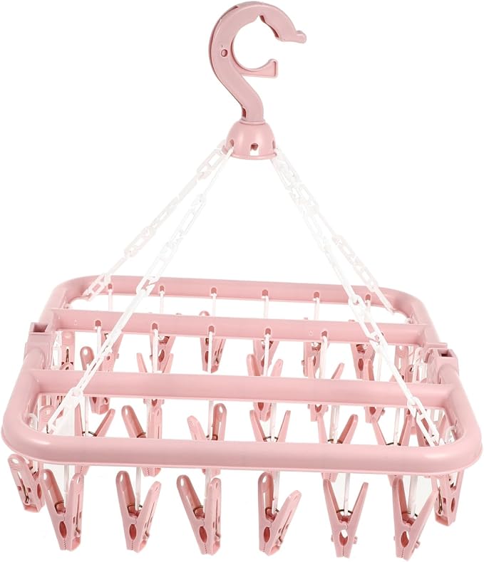 Foldable Drying Rack with Clips Space-Saving Laundry Hanger by TINEASUR