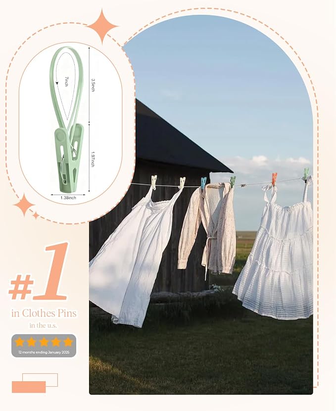100 Pack Multi Purpose Laundry Hanging Clips - Image 3
