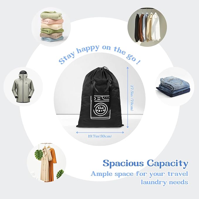 Heavy Duty Laundry Bag, Machine Washable Nylon, Splash-Resistant Dirty Clothes - Image 2