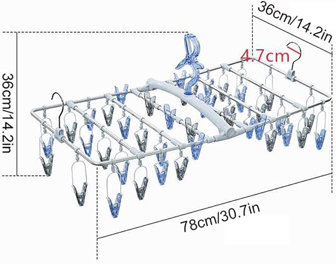 Folding Drying Rack Aluminum Laundry Drip Hanger 360° Rotating Windproof Hook - Image 4