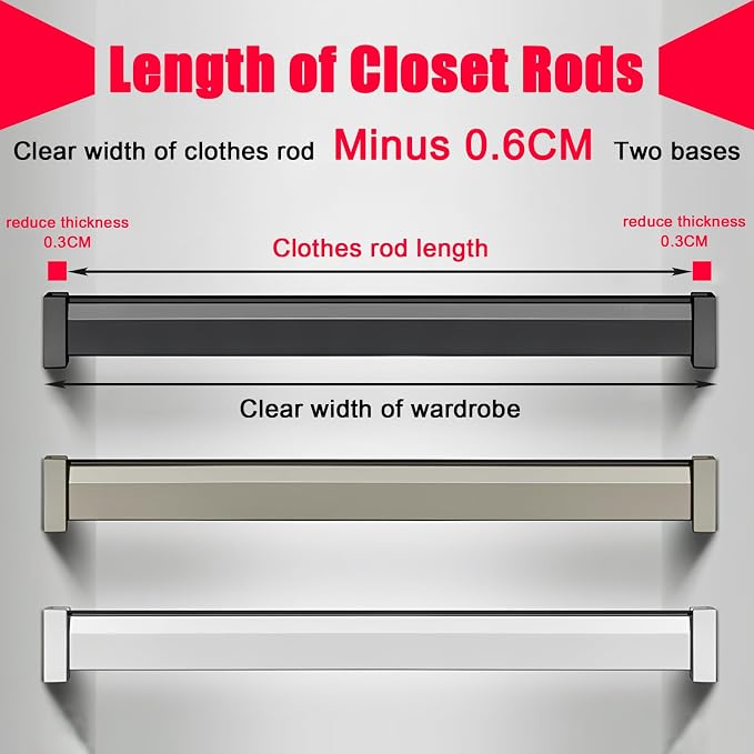 Closet Rod - Cuttable Wardrobe Garment Bar Kit - Heavy Duty Closet Rods - - Image 5