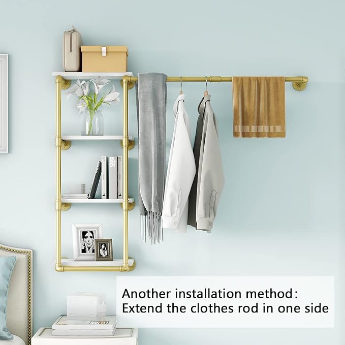 Wall Mounted Pipe Clothing Rack - Image 6