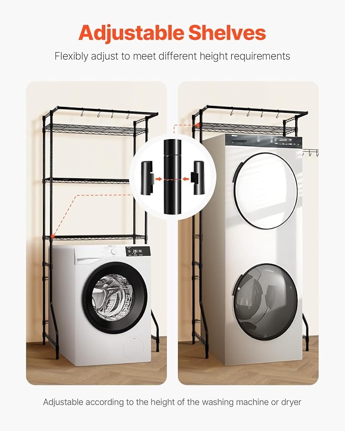 VEVOR Over The Washer and Dryer Storage Shelf, 3 Tier Laundry Room Drying Rack - Image 5