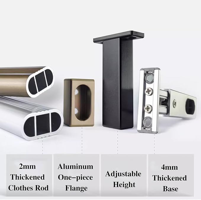 L Shaped Closet Rod Bracket for Wardrobes, Room Garment Holder Rack - Image 4