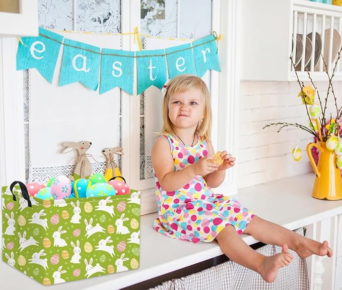 HIYAGON Rectangular Easter Basket Easter Gift Basket Kids Storage Basket Kids - Image 4