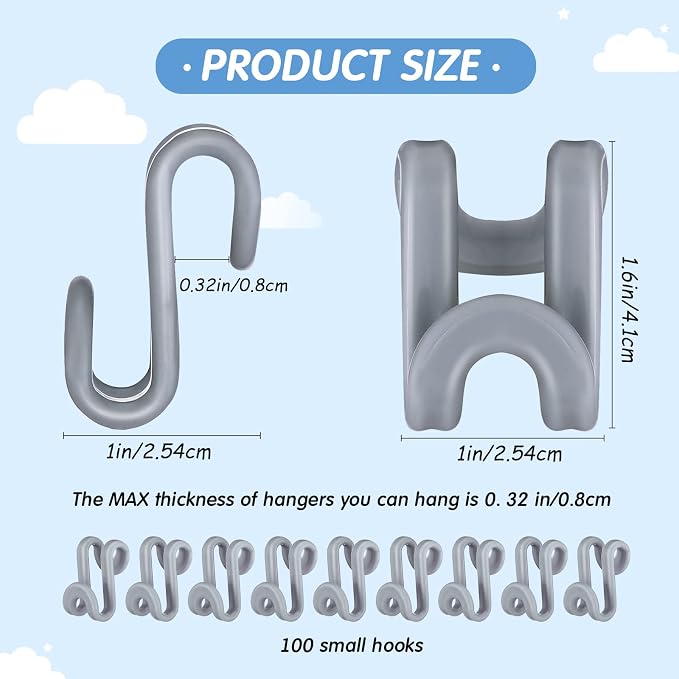 Unittype 100 Pcs Space Saving Hanger Hooks, Clothes Hanger Connector Hooks - Image 2