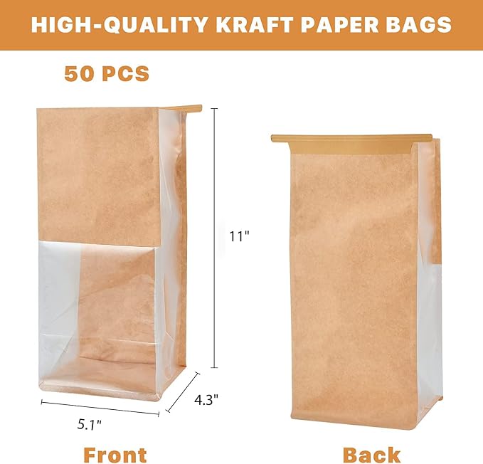 100pcs Kraft Paper Bags with Window - Image 2