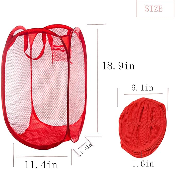 Qtopun Mesh Popup Laundry Hamper, 4 Pack Foldable Portable Dirty Clothes Basket - Image 3