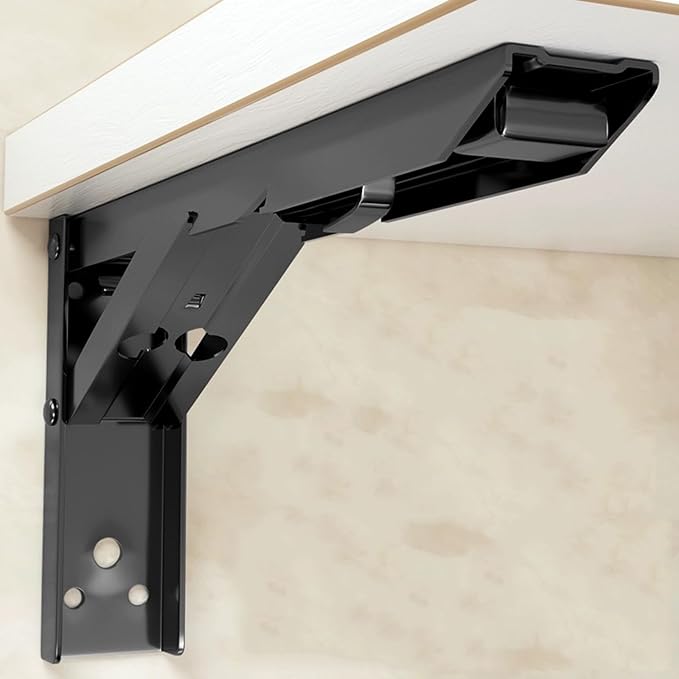 2 Pack Heavy Duty Floating Shelf Brackets Iron Metal Wall Mounted Folding - Image 3