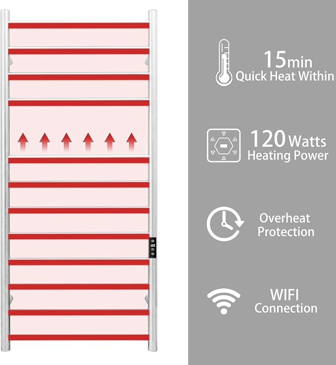 KEG Smart WiFi Towel Warmer Wall Mounted - Image 4
