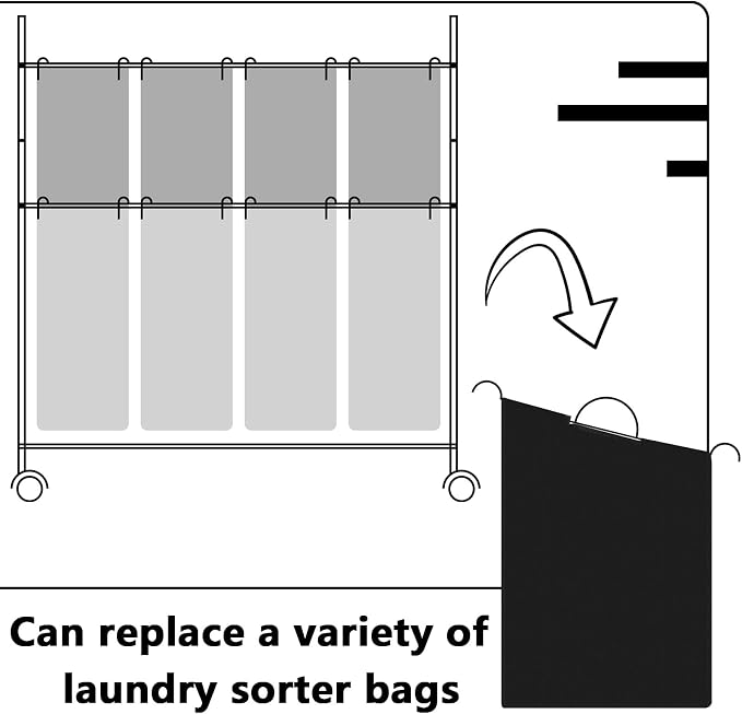 Windyun 3 Pcs Hypotenuse Laundry Sorter Replacement Bags Hamper Cart Removable - Image 6
