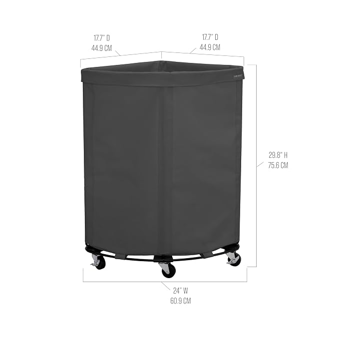 Seville Classics Large Commercial Heavy Duty Rolling Steel Frame Laundry Hamper - Image 3