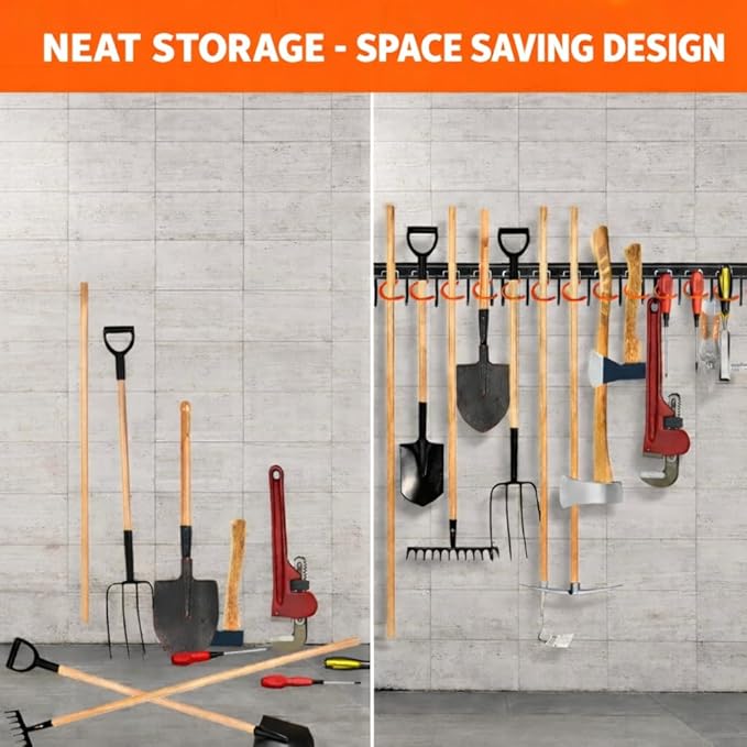 68'' All Metal Garden Tool Organizer Adjustable Garage Tool Organizer Wall - Image 4