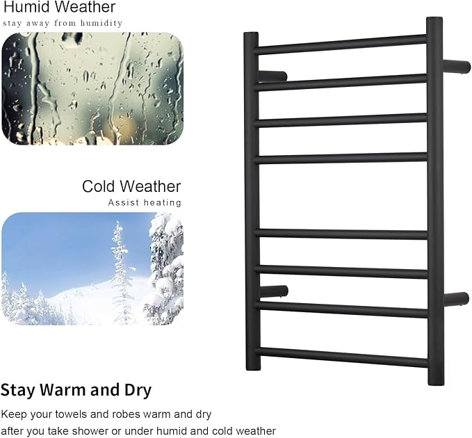 Electric Towel Warmer for Bathroom Wall Mounted Drying Rack Plug-in Electric - Image 4