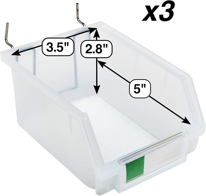 Pegboard Bins – 3 Pack Clear Large - Image 2