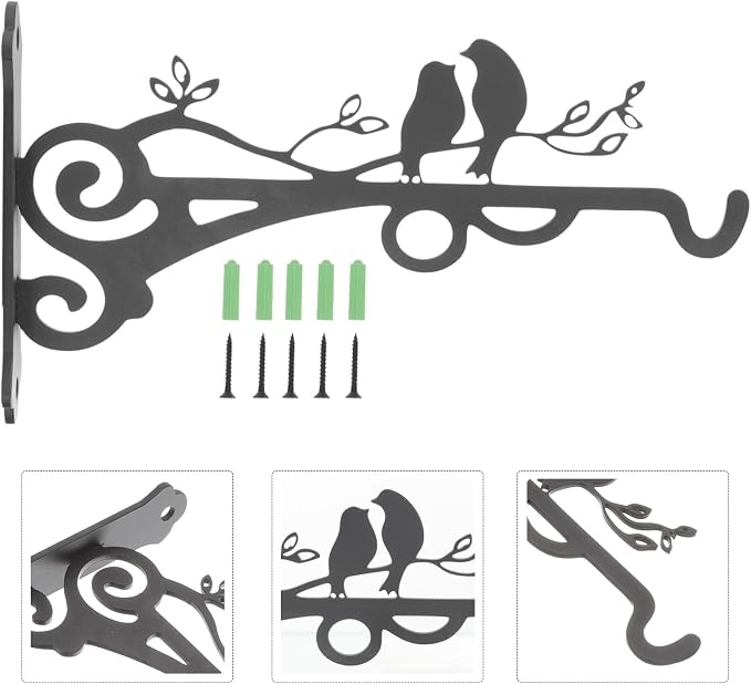 VALICLUD Iron Flower Basket Hanger Wall Planter Bracket - Image 7