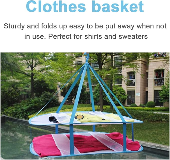 2-Tier Folded Mesh Clothes Drying Rack, Stackable Sweater Laundry Drying Rack - Image 7
