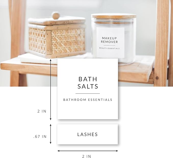 Minimalist Bathroom Labels for Organizing, 136 Preprinted Bath Room and Makeup - Image 3
