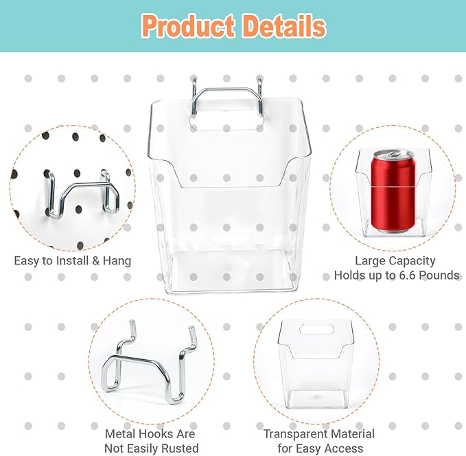8 Pack Large Pegboard Bins - Image 3