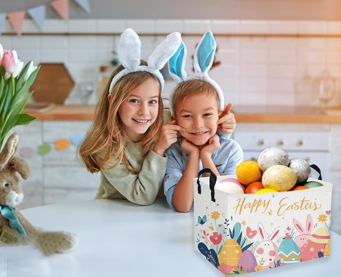 Rectangular Easter Baskets, Kids Easter Storage Bins Organizer.Cute Storage - Image 3