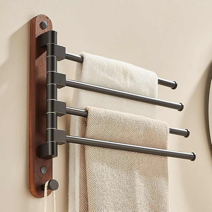 Walnut Wood Swivel Towel Rack Bar - Image 4