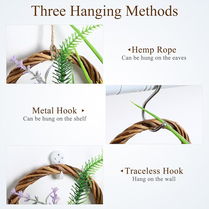 DOITOOL 2PCS Woven Hanging Wall Basket Rattan Wall Planter, Wicker Handmade - Image 4