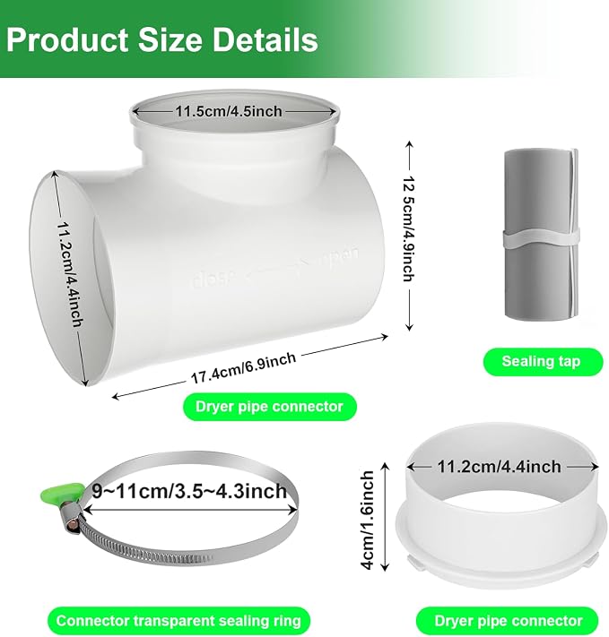 Dryer Vent Connector Kit, 90 Degree Dryer Vent Elbow, OEM Replacement - Image 7