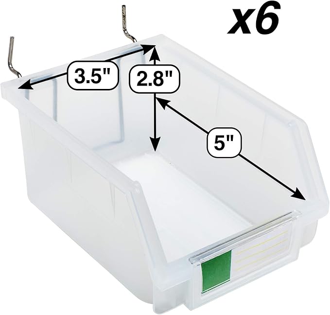 Pegboard Bins – 6 Pack Clear Large - Image 2