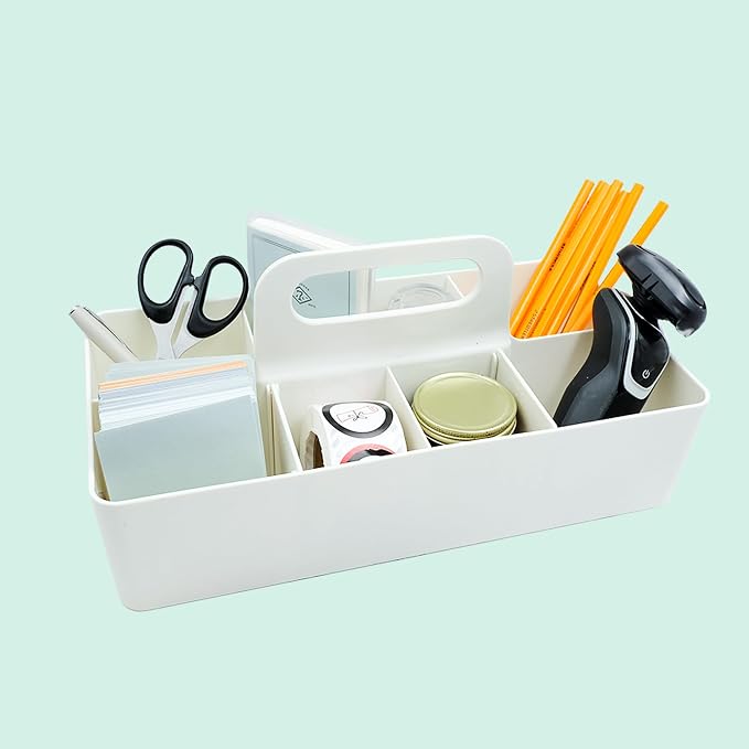 New Plastic Portable Makeup Organizer Caddy Tote Divided Basket Bin - Image 7