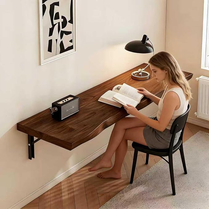 Multifunctional Solid Wood Folding Floating Wall Desk, Wall Mounted Folding Bar - Image 3