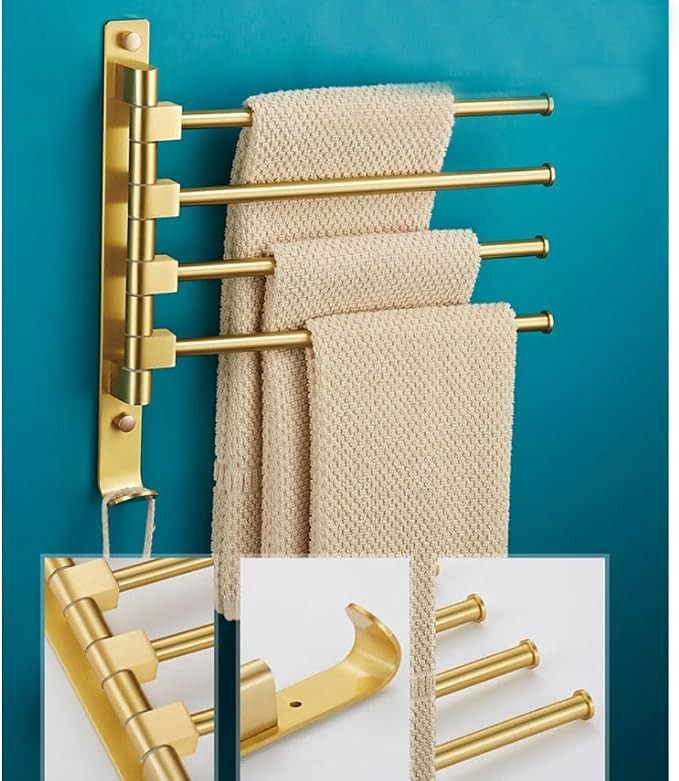 Swivel Towel Rack Bar Rails for Bathroom, Wall Mounted Folding Arm Swing Out - Image 3