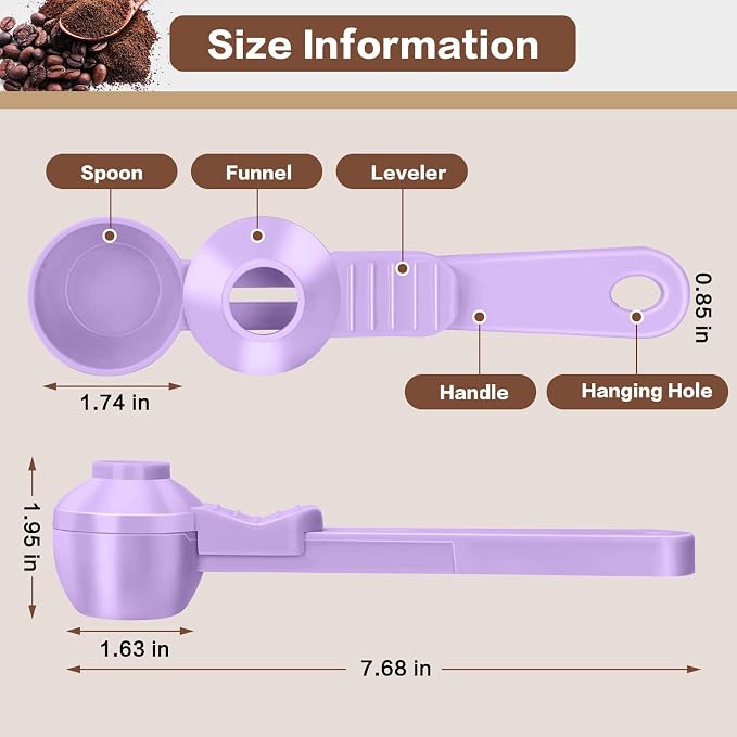 2-in-1 Coffee Scoop with Funnel, 2 Teaspoon Measuring Spoon - Image 4