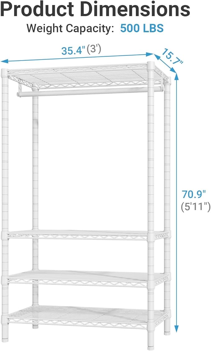 VIPEK V1 Wire Garment Rack 4 Tiers Heavy Duty Clothes Rack - Image 5