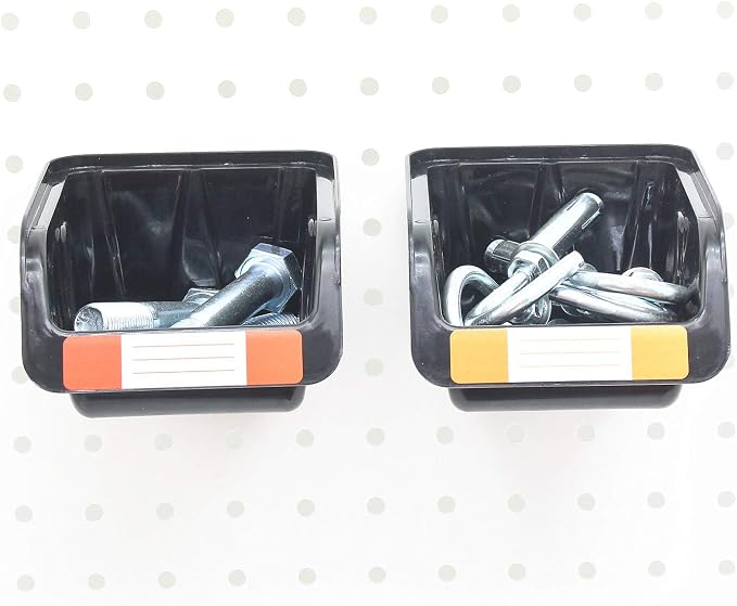Colorstorm Pegboard Bins Kit 12 PACK Black Pegboard Parts Storage Tool Peg - Image 7