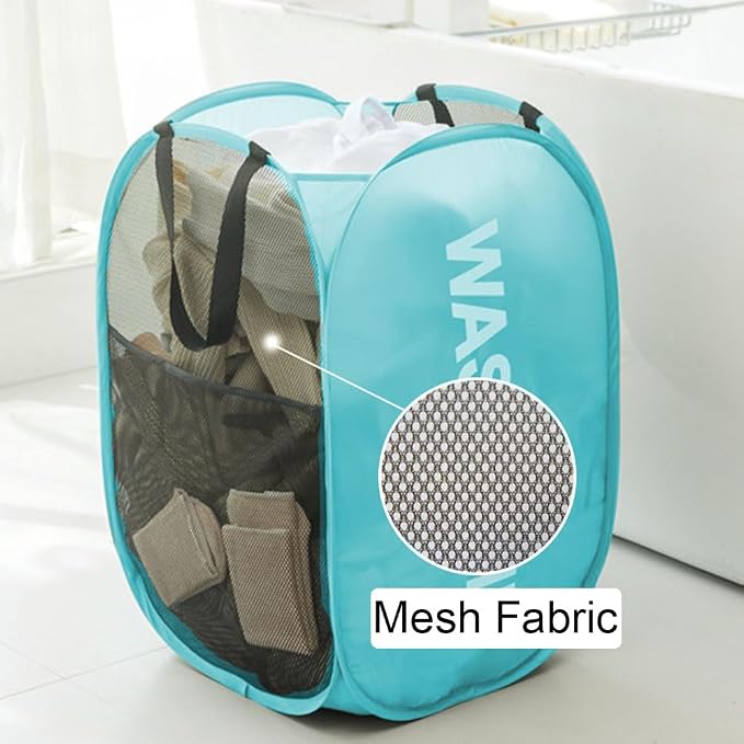 Mesh Pop Up Laundry Hampers, Collapsible Laundry Baskets Portable Clothes - Image 3