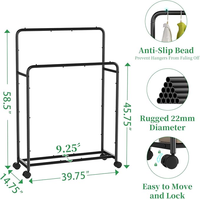 Simple Trending Clothing Clothes Rack Double Rods - Image 5