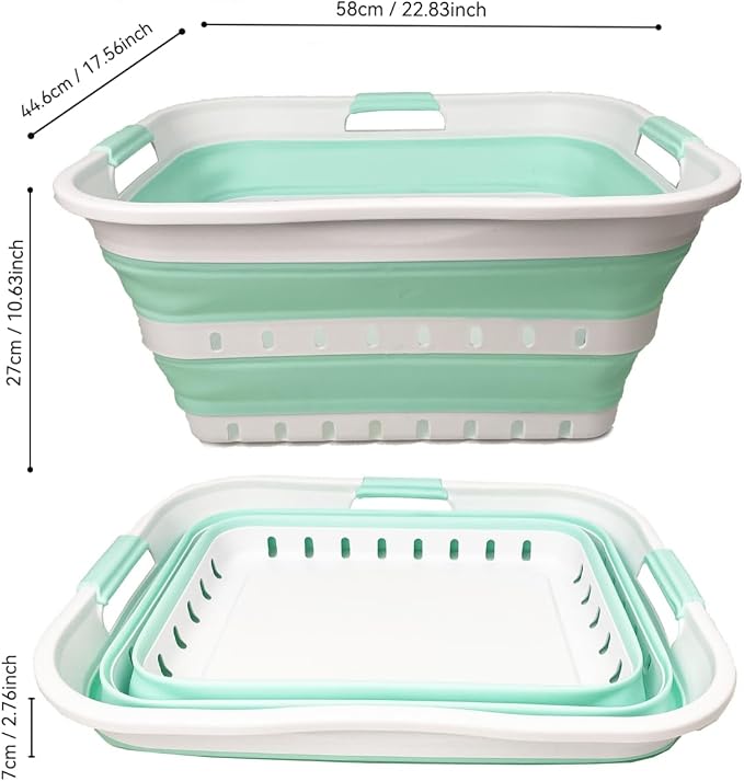 SAMMART 42L Set of 2 Plastic Foldable Storage Basket/Container - Image 5